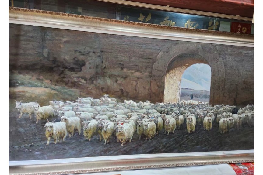 群羊油画